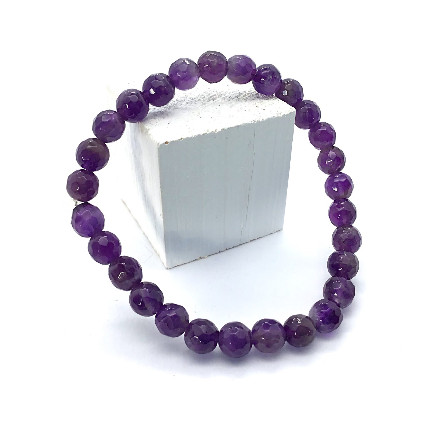 Pulsera amatista bolas facetadas 6mm
