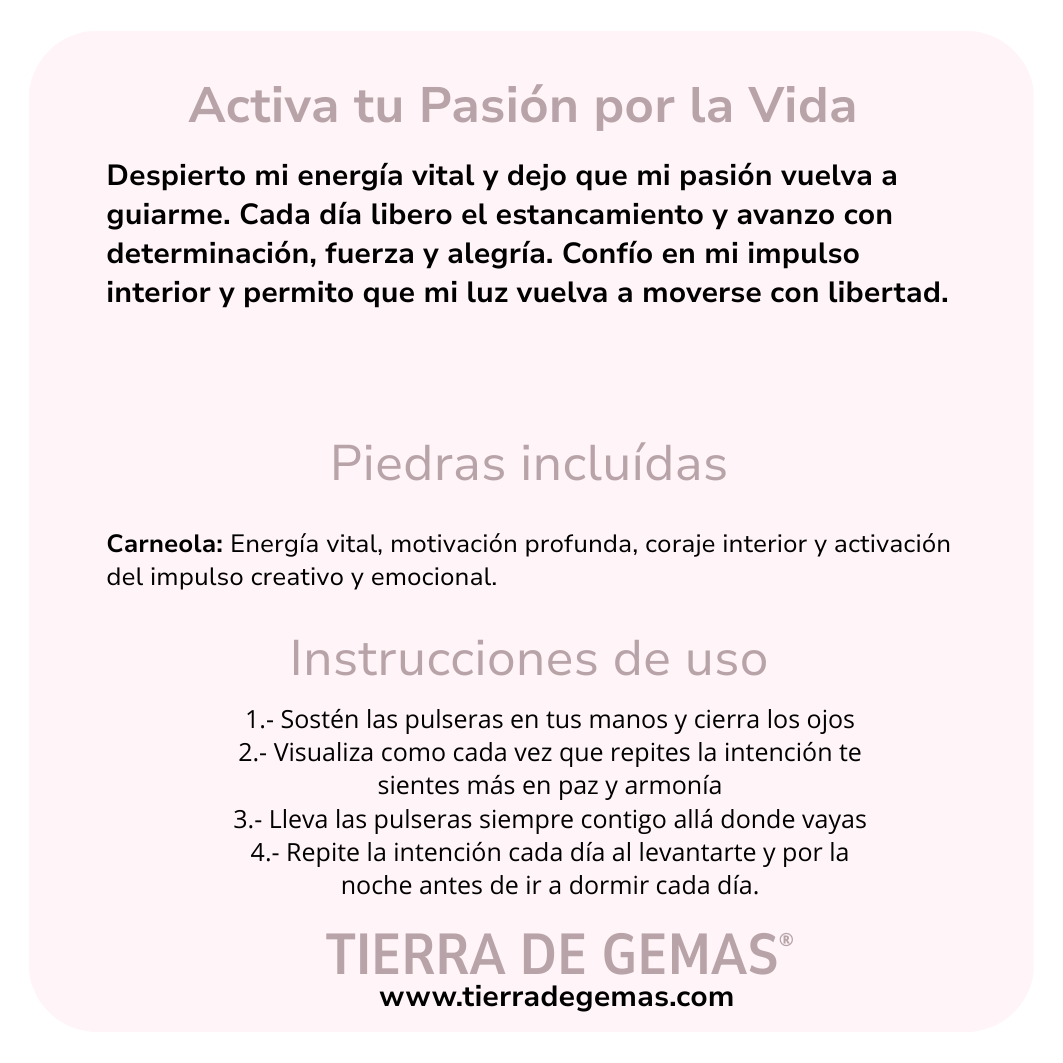 Activa tu Pasión por la Vida (pulsera carneola bolas 4mm)