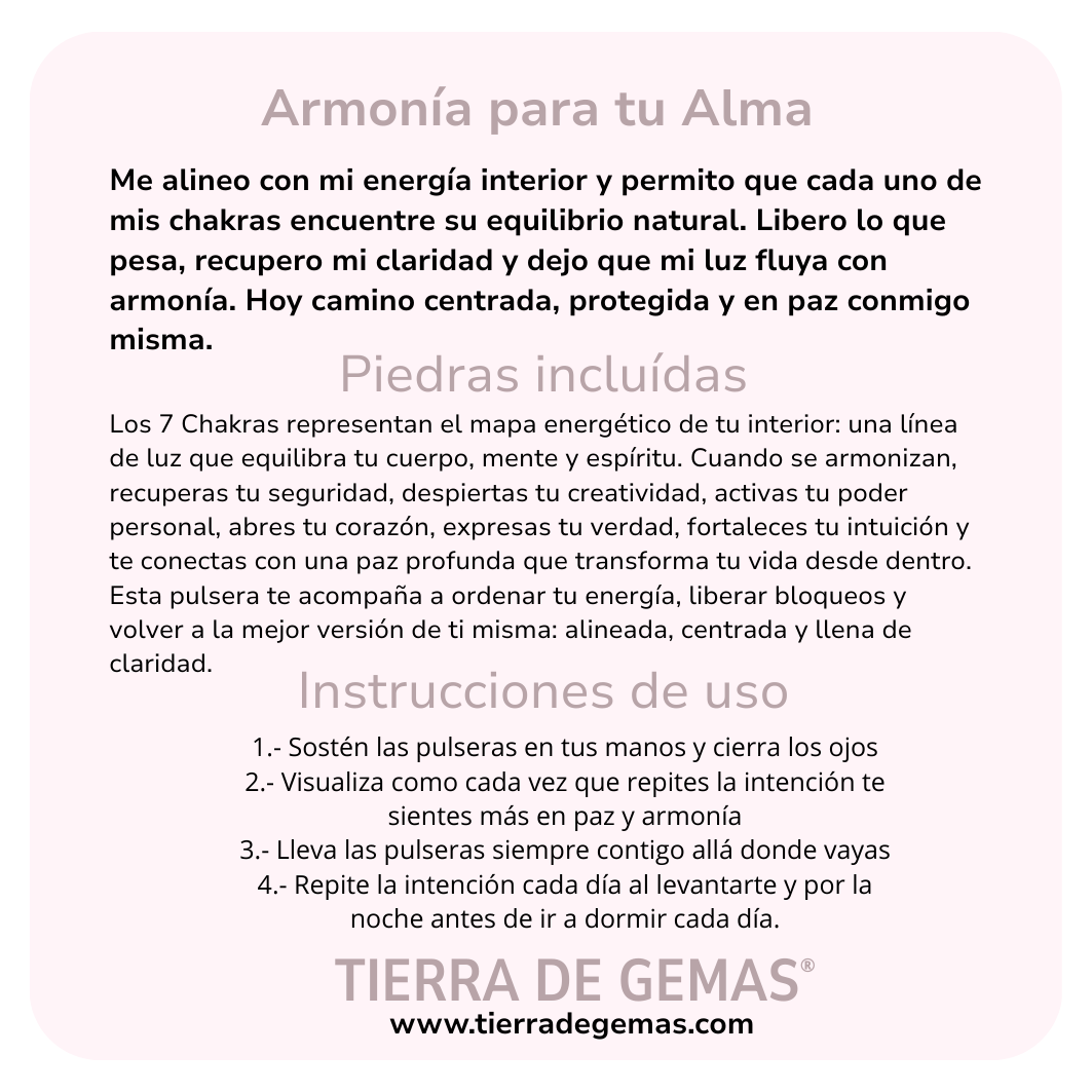 Armonía para tu Alma (pulsera 7 chakras bolas 6mm)