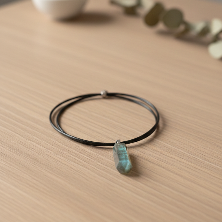 Collar labradorita punta orgonita 3-4 cm