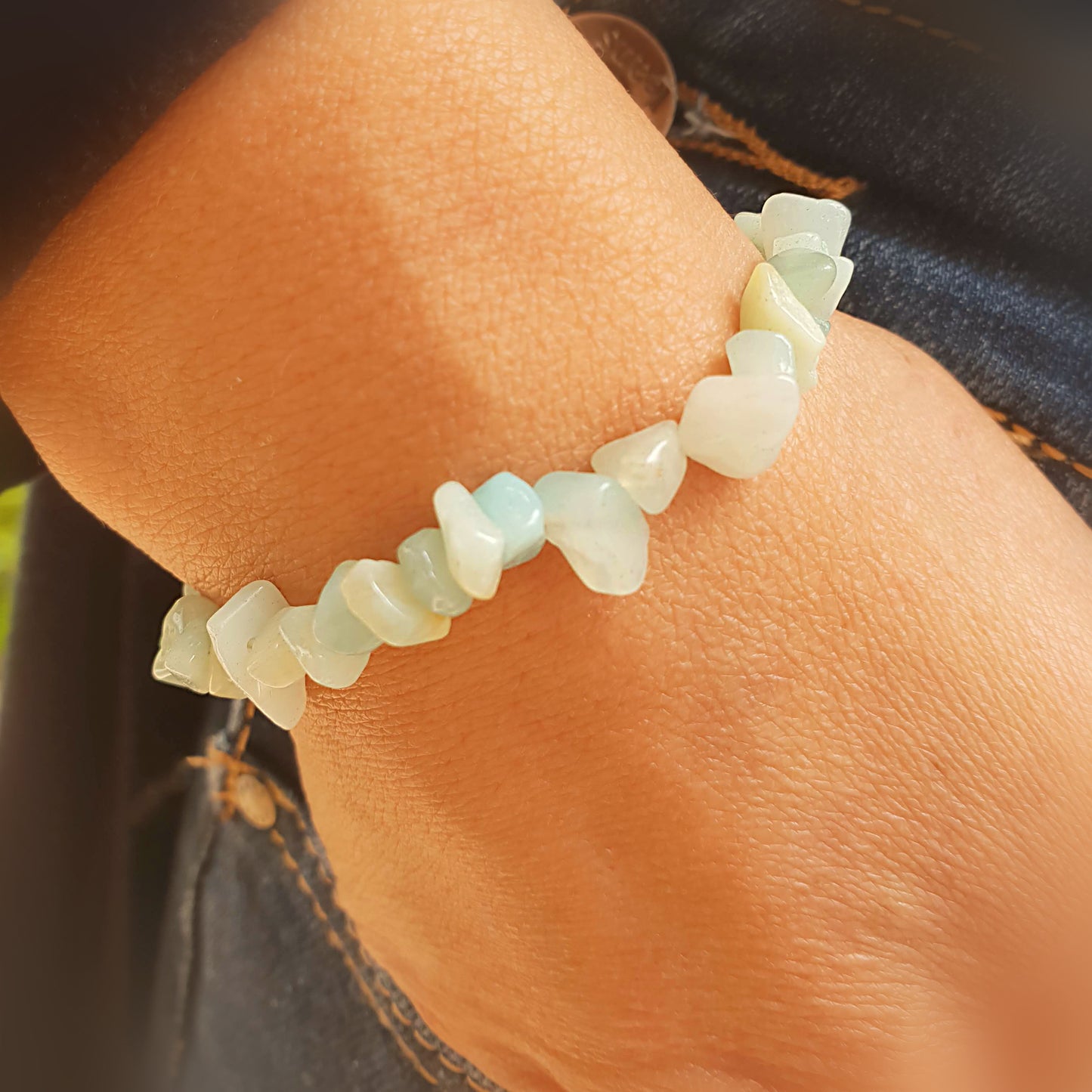 Pulsera jade verde chip
