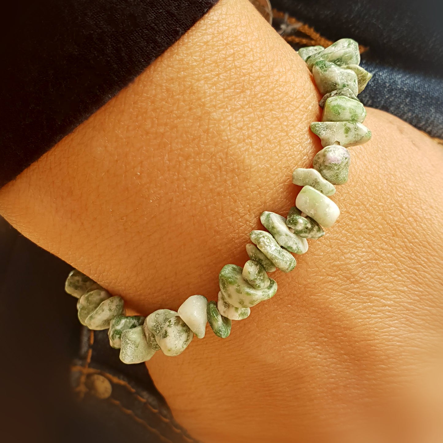 Pulsera agata musgo chip