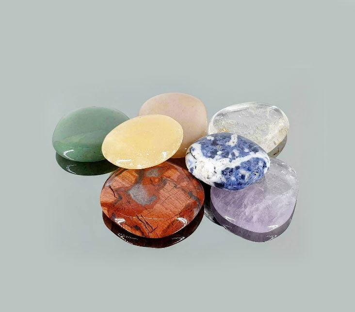 Set piedras chakras planos 3cm