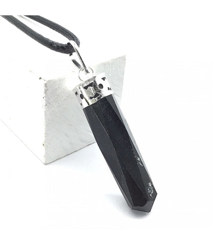 Collar turmalina negra punta lapidada 3-4 cm