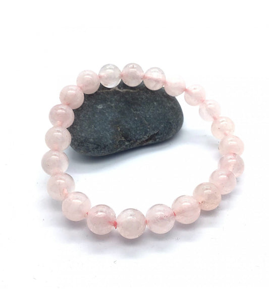 Pulsera cuarzo rosa bolas 8mm