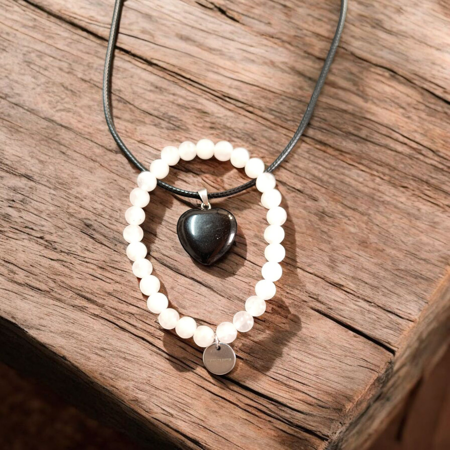 Protección y Amor (Collar de Obsidiana Negra y Pulsera de Cuarzo Rosa)