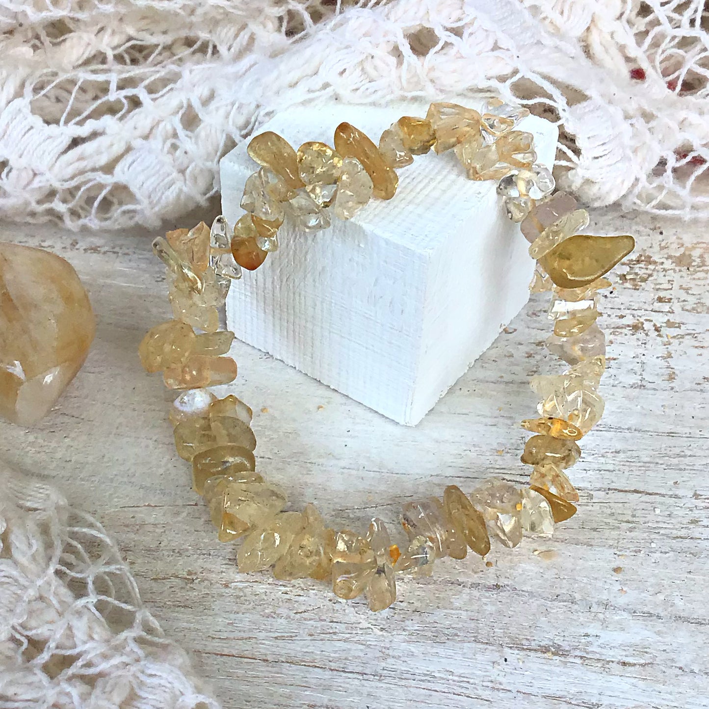 Pulsera de Citrino natural chip elástica
