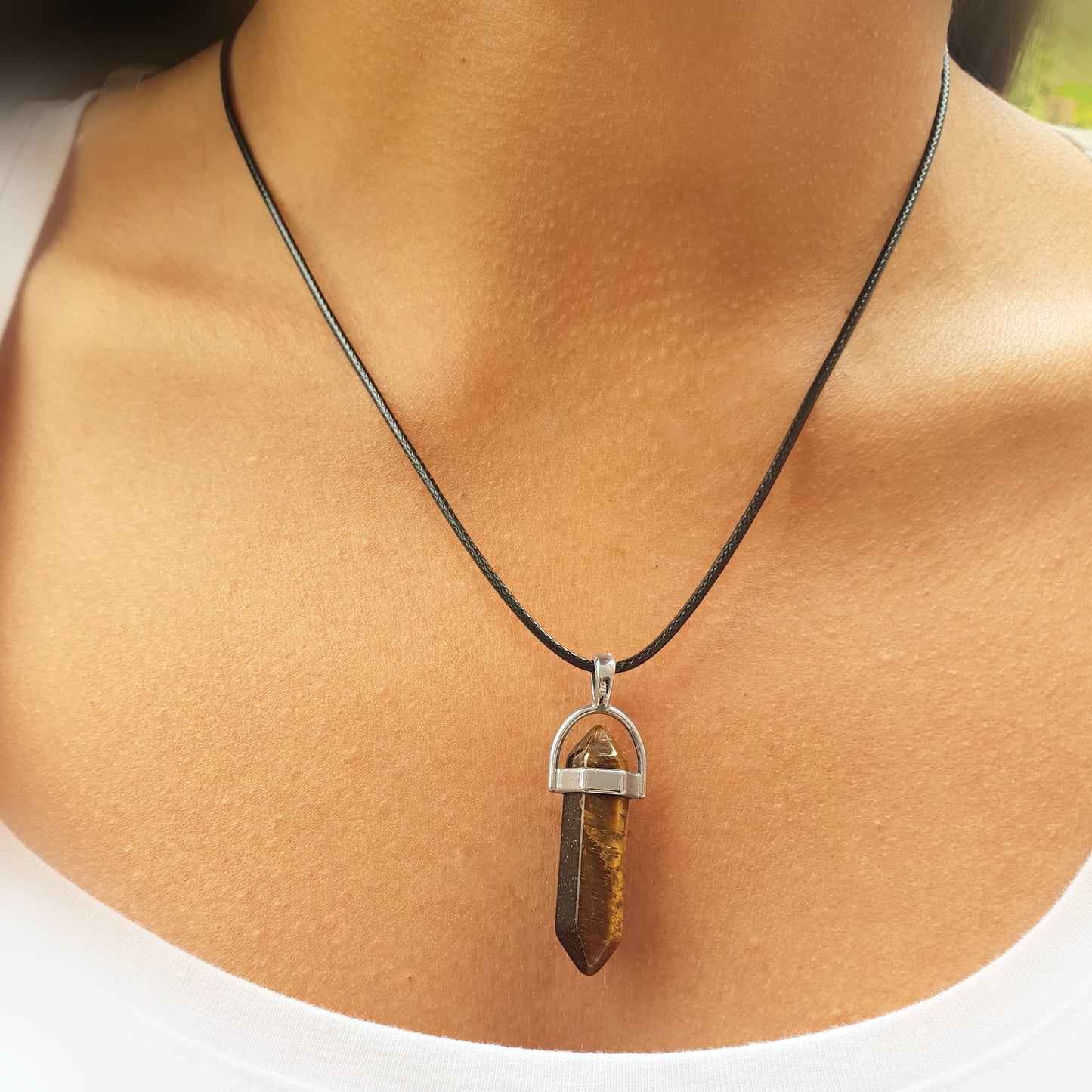 Collar ojo de tigre punta 3-4 cm