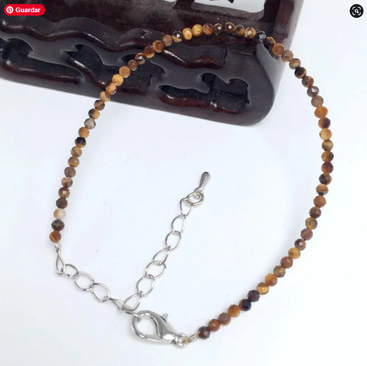 Pulsera ojo de tigre bolas facetadas 2mm