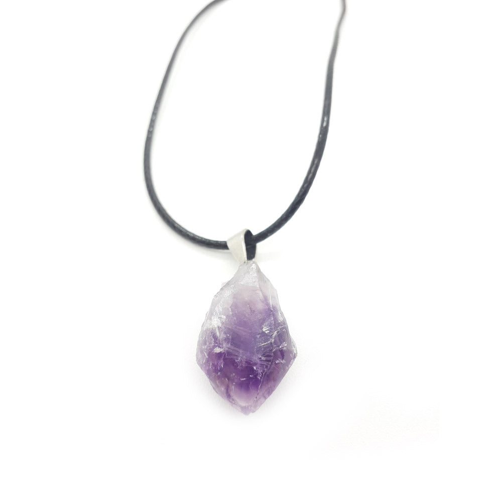 Collar amatista en bruto 1,5 - 2 cm acero inoxidable