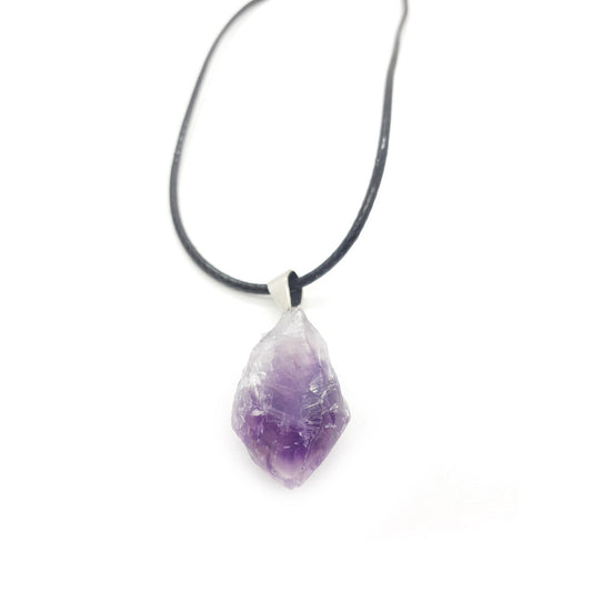 Collar amatista en bruto 1,5 - 2 cm acero inoxidable