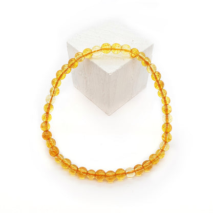 Pulsera citrino natural bolas 4mm elástica