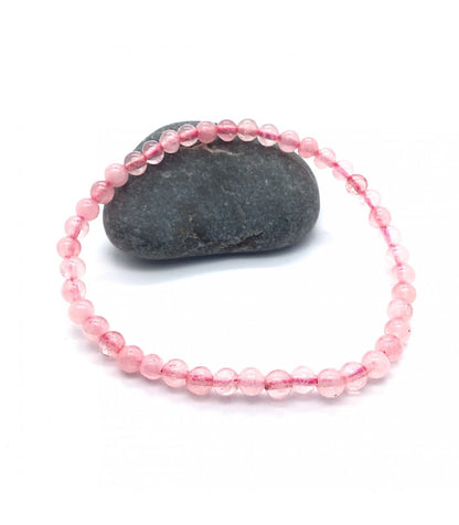 Pulsera cuarzo rosa bolas 4mm