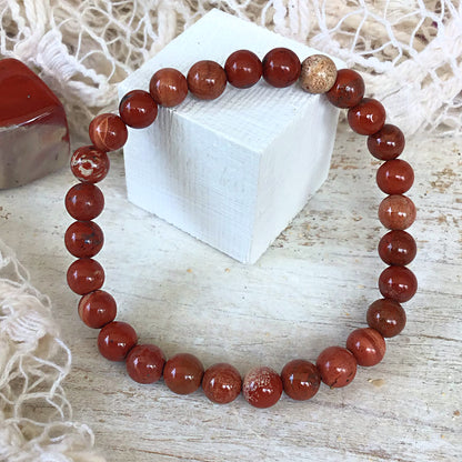Pulsera jaspe rojo bolas 6mm
