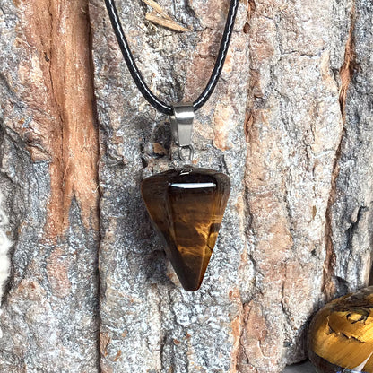 Collar ojo de tigre forma péndulo mini  1-2 cm