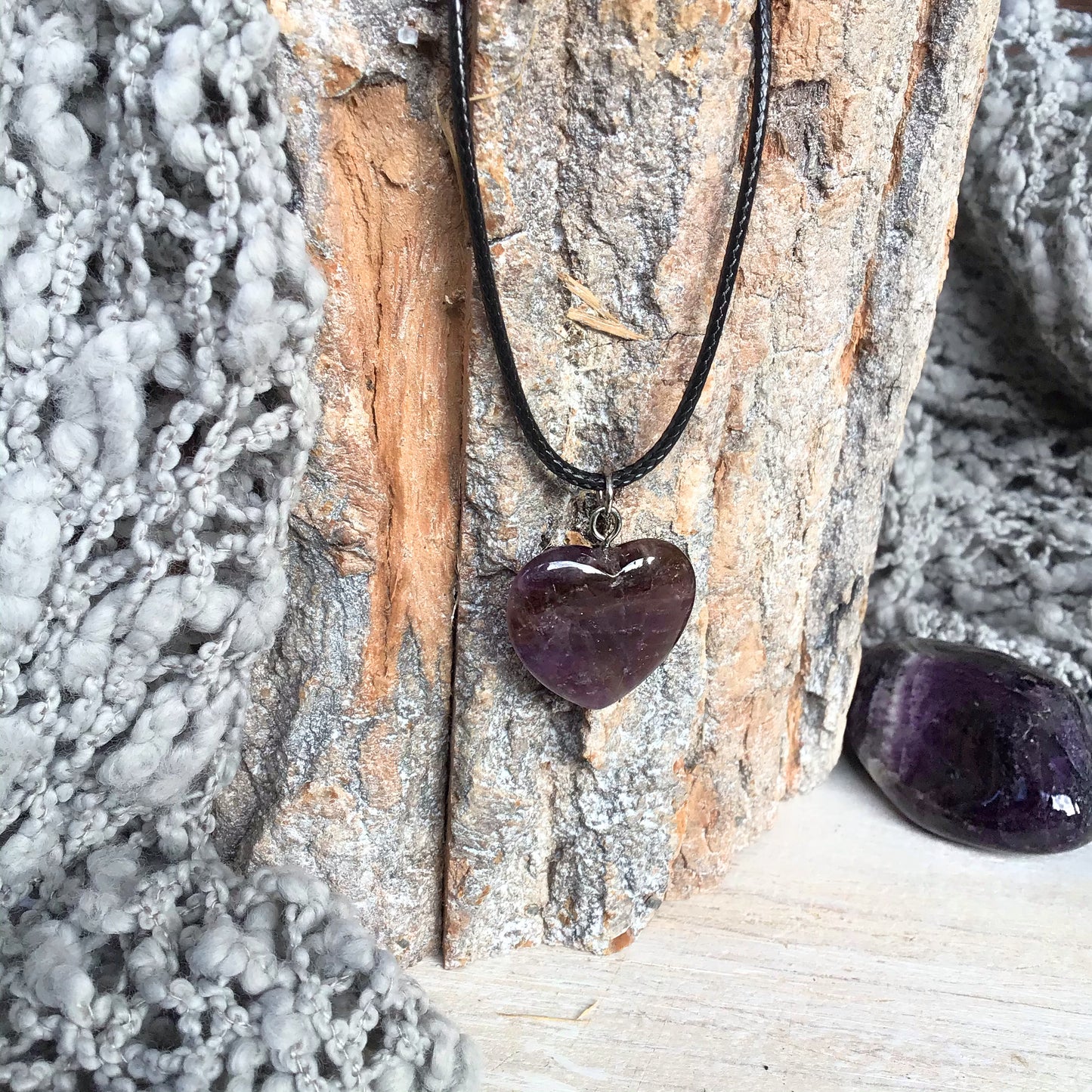 Collar amatista corazón 2cm