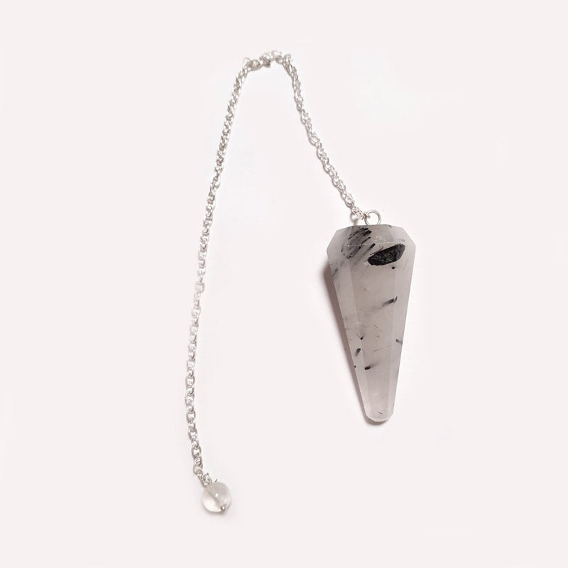 Pendulo cuarzo con turmalina negra 3-4 cm