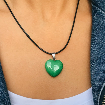 Collar malaquita corazón 2cm