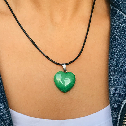 Collar malaquita corazón 2cm