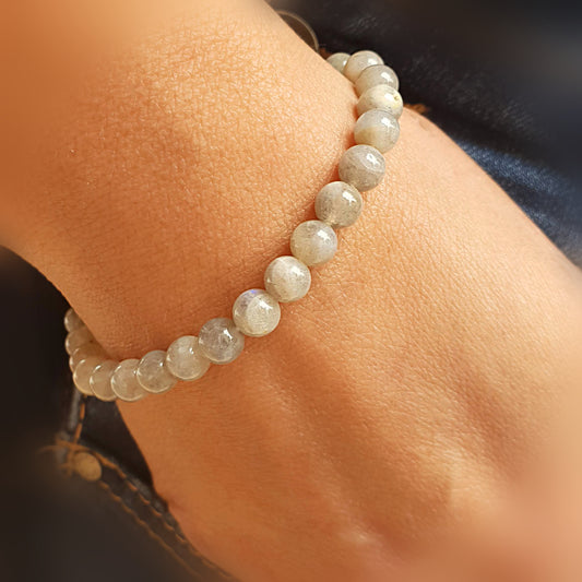 Pulsera piedra luna natural bolas 6mm