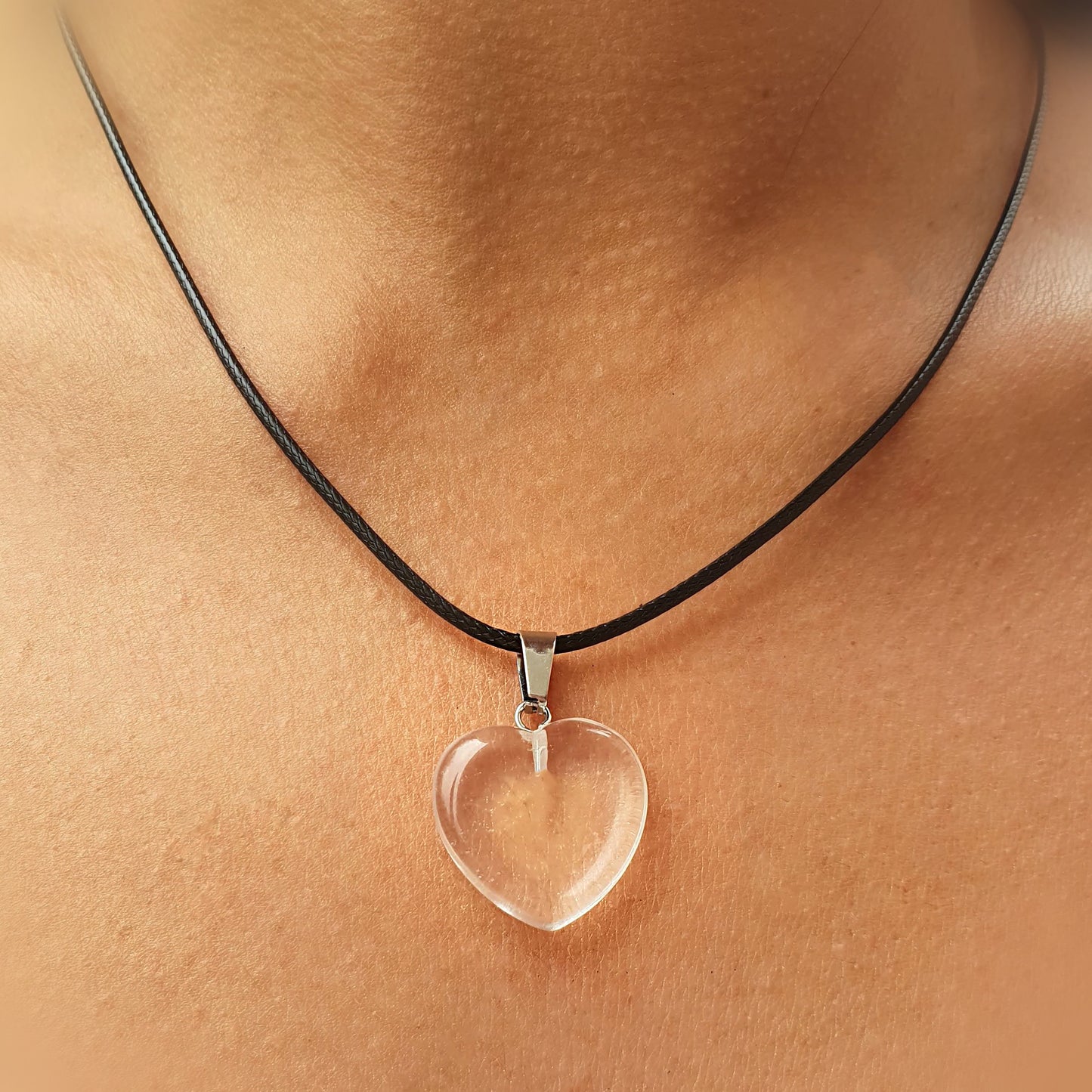 Collar corazón cuarzo 2 cm