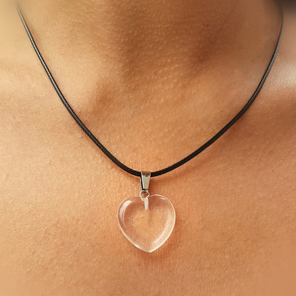 Collar corazón Cuarzo Blanco 2x2 cm