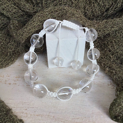 Pulsera cuarzo blanco con macramé bola 8mm
