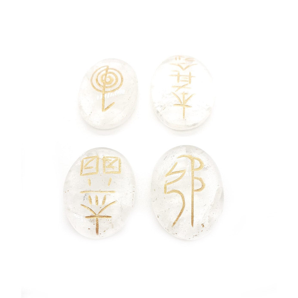 JUEGO SIMBOLOS REIKI CUARZO BLANCO 3,5 CM