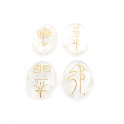 JUEGO SIMBOLOS REIKI CUARZO BLANCO 3,5 CM
