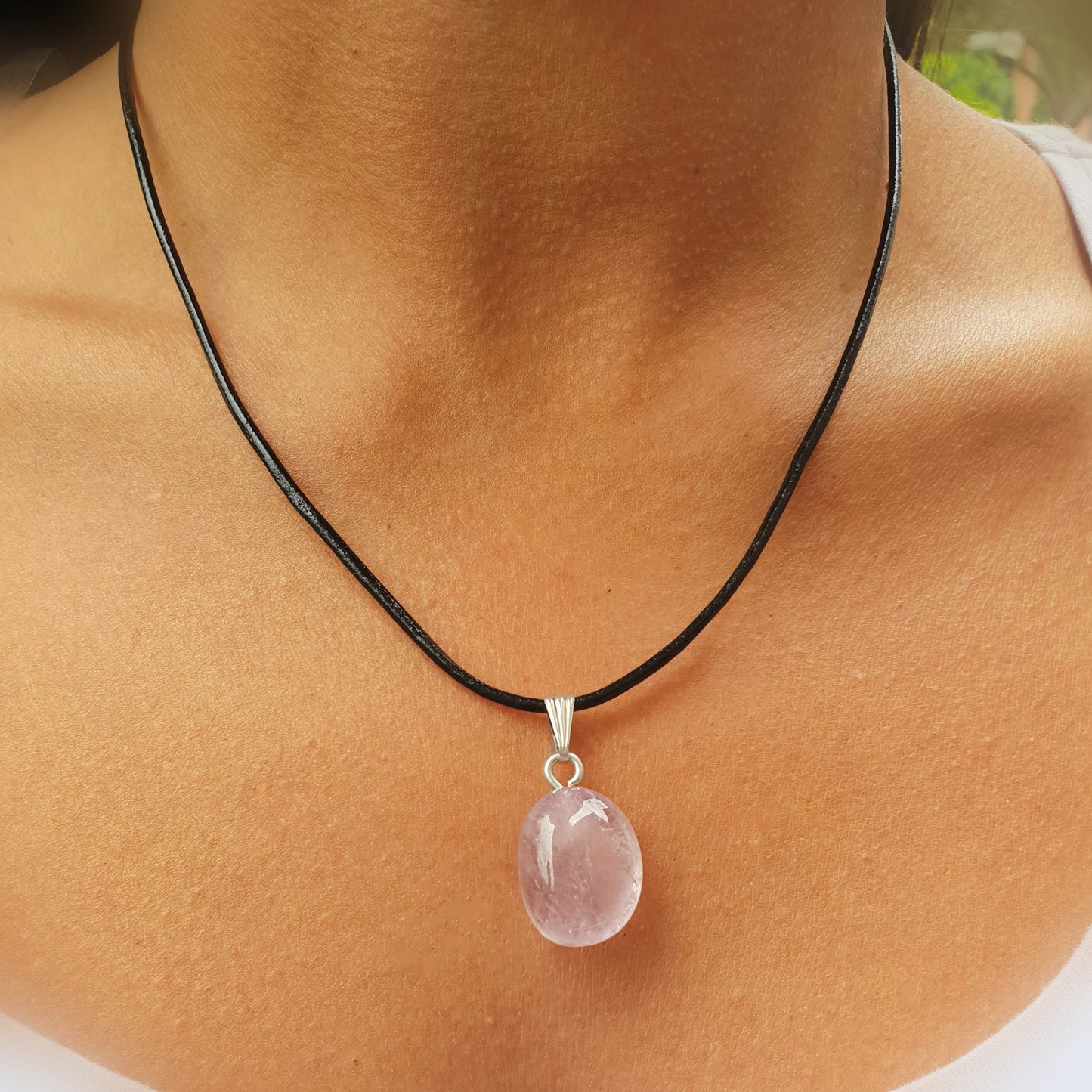 Collar amatista rodado extra 1,5 - 2 cm