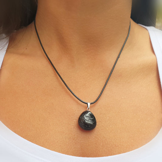 Collar Turmalina Negra rodado 1,5 - 2 cm