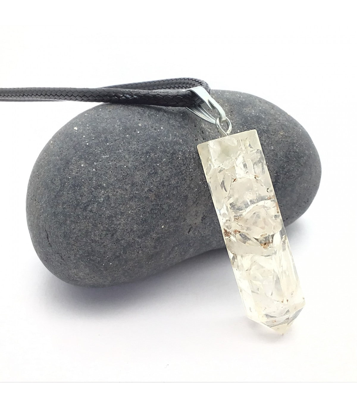 Collar Cuarzo Blanco punta orgonita 3-4 cm