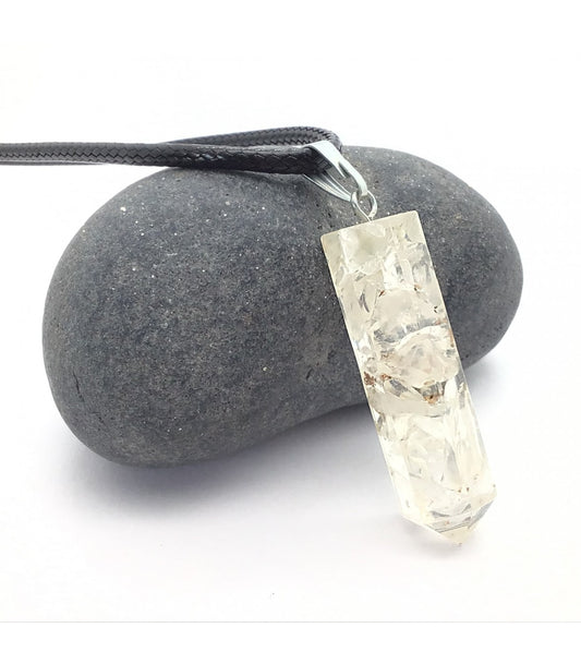 Collar Cuarzo Blanco punta orgonita 3-4 cm