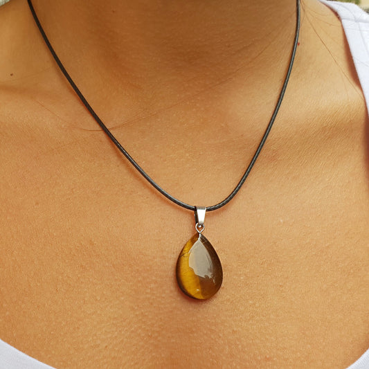 Collar ojo de tigre gota 3-4 cm