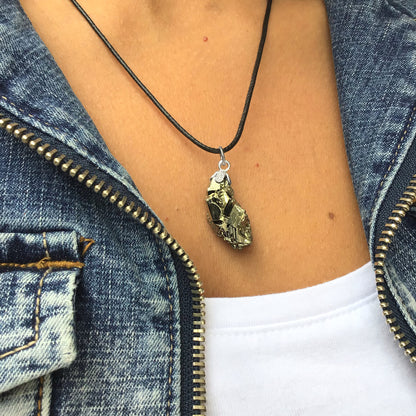 Collar Pirita en bruto 2-3 cm plata de ley