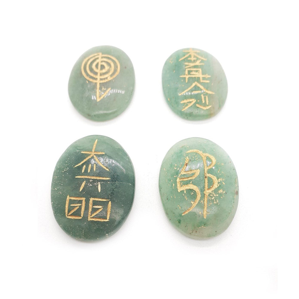 JUEGO SIMBOLOS REIKI CUARZO VERDE 3,5 CM