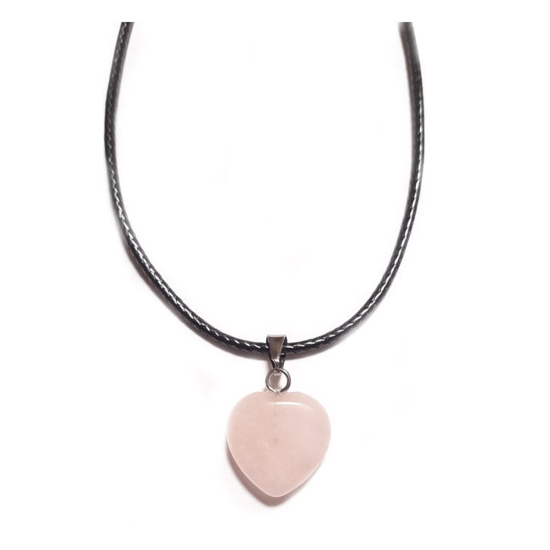 Collar cuarzo rosa corazón 1,5 cm