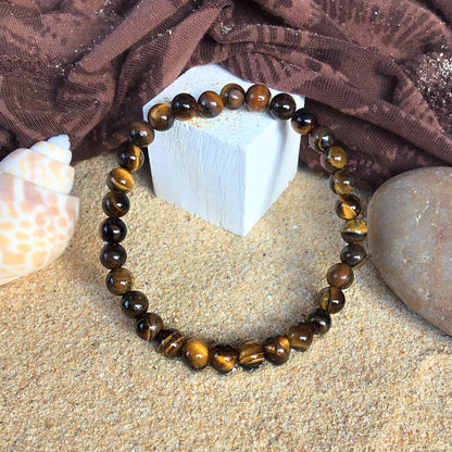 Pulsera ojo de tigre bolas 6mm ajustable