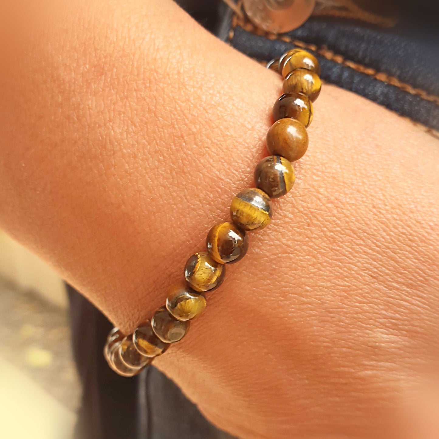 Pulsera ojo de tigre bolas 6mm ajustable