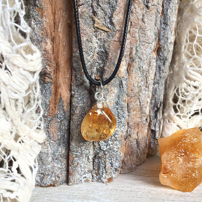 Collar citrino plata de ley rodado