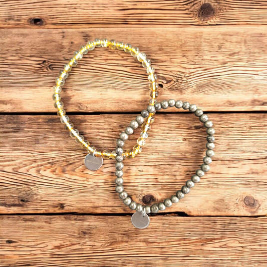 Pack abundancia y alegría 2 pulseras citrino y pirita