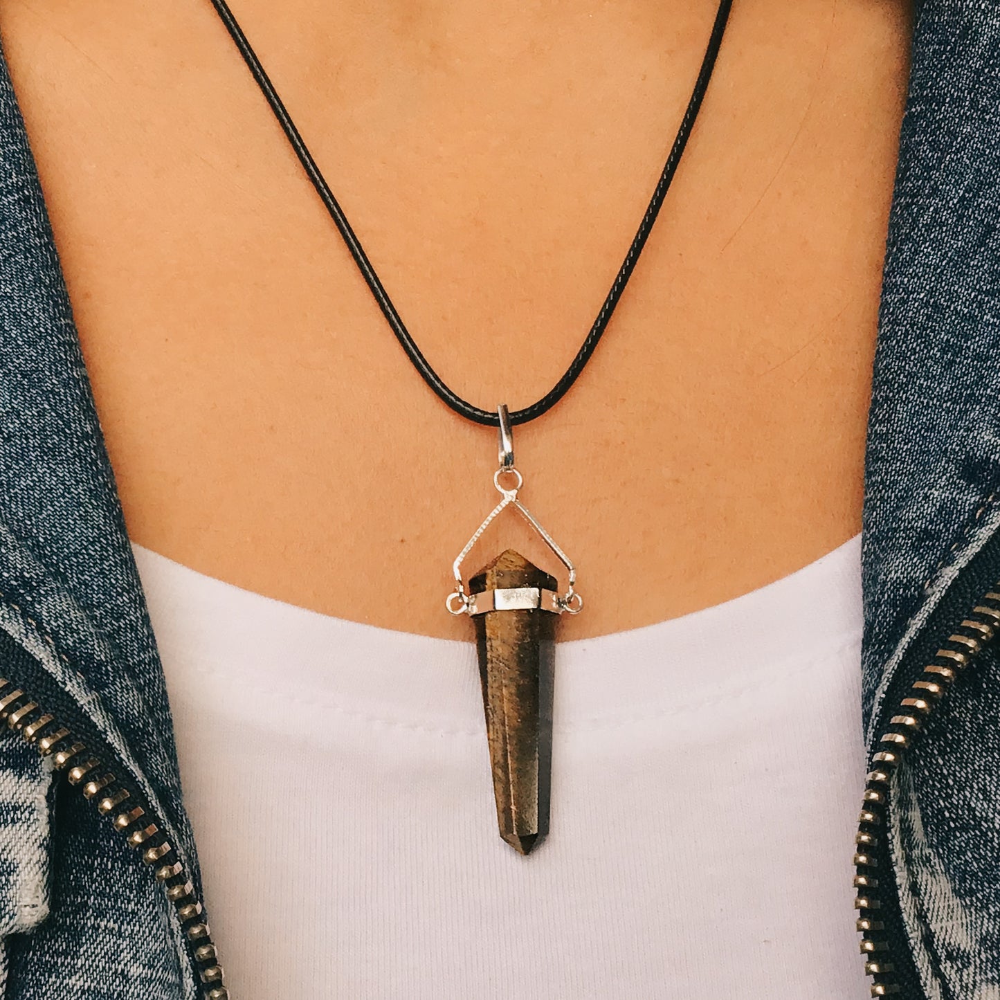 Collar ojo de tigre punta balancin 3-4 cm