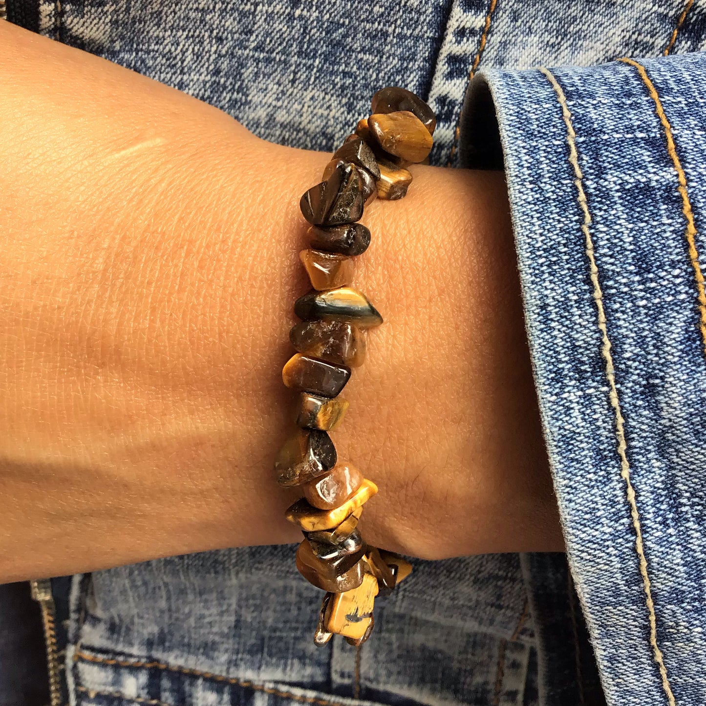 Pulsera ojo de tigre chip elástica