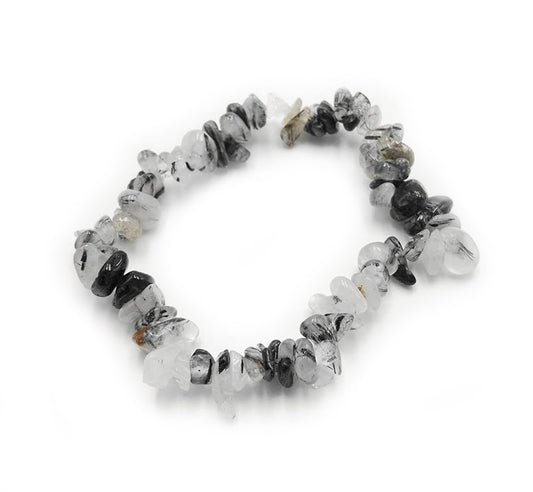 Pulsera turmalina con cuarzo chip elástica