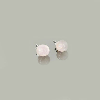 Pendientes plata de ley Cuarzo rosa bola