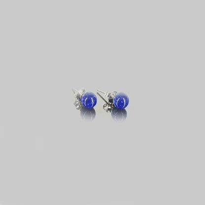 Pendientes lapislazuli bola en plata
