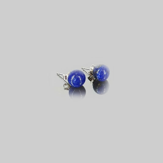 Pendientes lapislazuli bola en plata