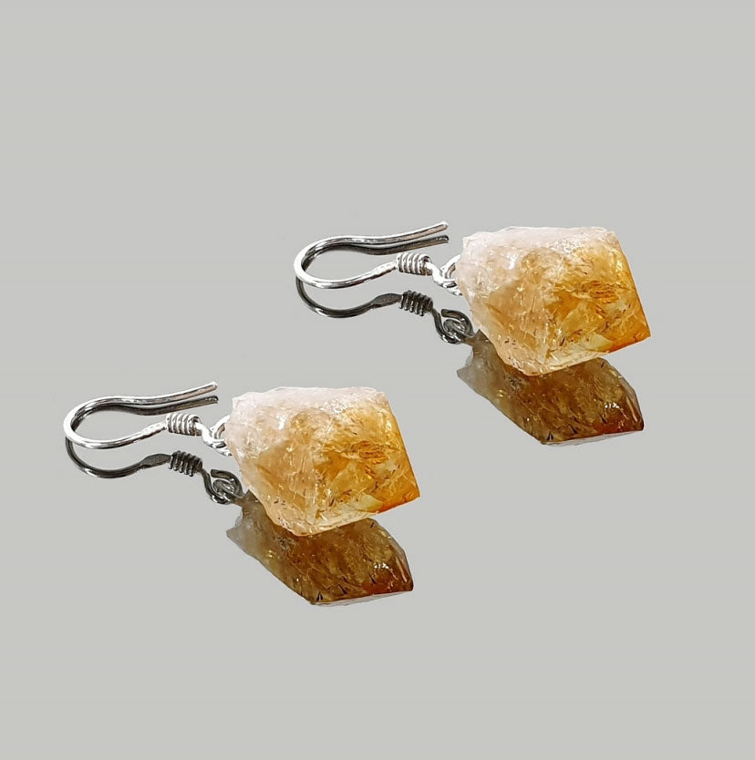 Pendientes citrino en bruto plata de ley