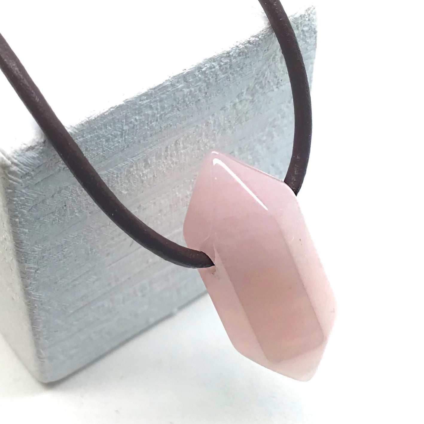 Collar punta cuarzo rosa 1,5 - 2 cm