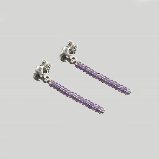 Pendientes Plata de ley largos amatista bolas